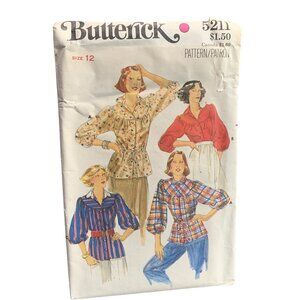 Butterick 5211 Vintage Sewing Pattern Misses' Blouse Size 12 uncut